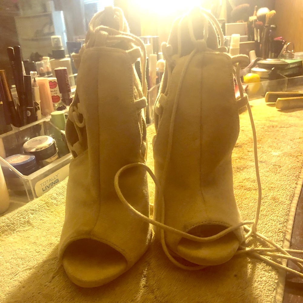 Suede Lace-up Heels
